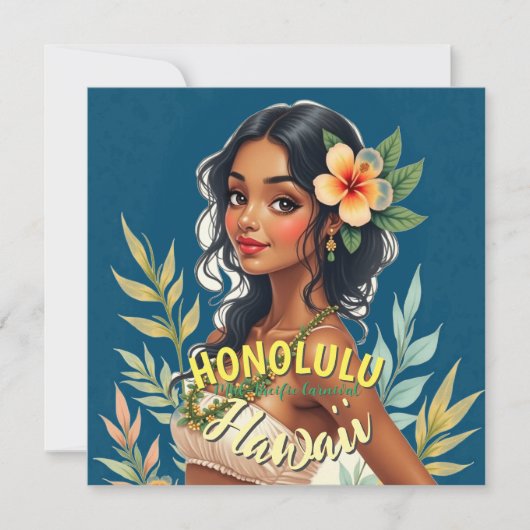 Vintager Stil Hawaiian Travel Honolulu Mittelpazif Karte (Vorderseite)