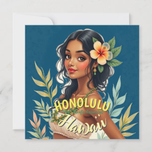 Vintager Stil Hawaiian Travel Honolulu Mittelpazif Karte