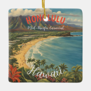 Vintager Stil Hawaiian Travel Honolulu Mittelpazif Keramikornament
