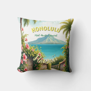 Vintager Stil Hawaiian Travel Honolulu Mittelpazif Kissen