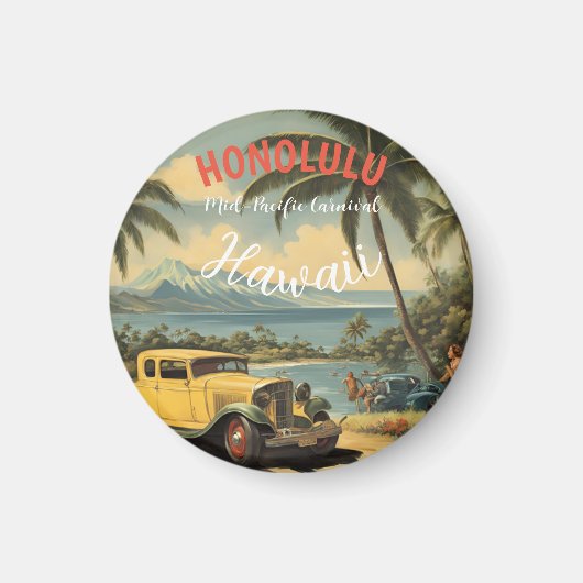 Vintager Stil Hawaiian Travel Honolulu Mittelpazif Magnet (Vorne)