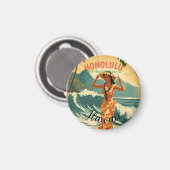 Vintager Stil Hawaiian Travel Honolulu Mittelpazif Magnet (Vorderseite/Rückseite)