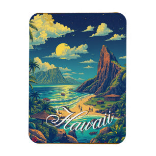 Vintager Stil Hawaiian Travel Honolulu Mittelpazif Magnet
