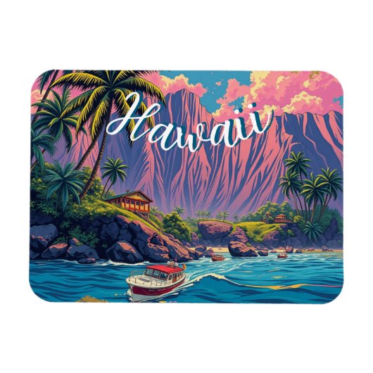 Vintager Stil Hawaiian Travel Honolulu Mittelpazif Magnet (Horizontal)