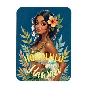 Vintager Stil Hawaiian Travel Honolulu Mittelpazif Magnet