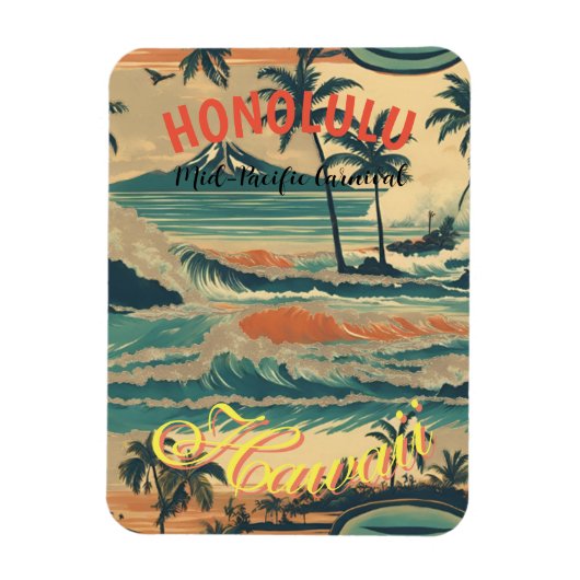Vintager Stil Hawaiian Travel Honolulu Mittelpazif Magnet (Vertikal)