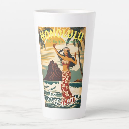 Vintager Stil Hawaiian Travel Honolulu Mittelpazif Milchtasse (Vorderseite)