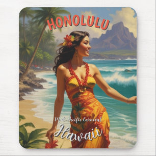 Vintager Stil Hawaiian Travel Honolulu Mittelpazif Mousepad