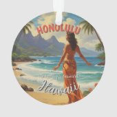 Vintager Stil Hawaiian Travel Honolulu Mittelpazif Ornament (Rückseite)