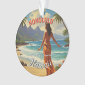 Vintager Stil Hawaiian Travel Honolulu Mittelpazif Ornament (Vorderseite)
