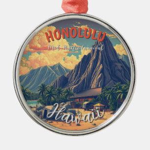 Vintager Stil Hawaiian Travel Honolulu Mittelpazif Ornament Aus Metall