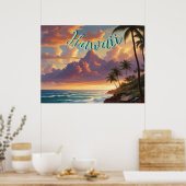 Vintager Stil Hawaiian Travel Honolulu Mittelpazif Poster (Küche)