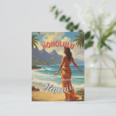 Vintager Stil Hawaiian Travel Honolulu Mittelpazif Postkarte (Stehend Vorderseite)