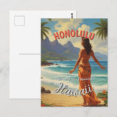 Vintager Stil Hawaiian Travel Honolulu Mittelpazif Postkarte (Vorne/Hinten)