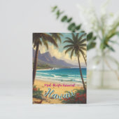 Vintager Stil Hawaiian Travel Honolulu Mittelpazif Postkarte (Stehend Vorderseite)