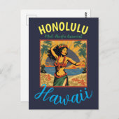 Vintager Stil Hawaiian Travel Honolulu Mittelpazif Postkarte (Vorne/Hinten)