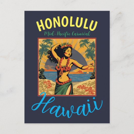 Vintager Stil Hawaiian Travel Honolulu Mittelpazif Postkarte (Vorderseite)