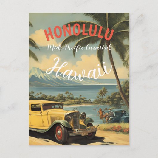 Vintager Stil Hawaiian Travel Honolulu Mittelpazif Postkarte (Vorderseite)