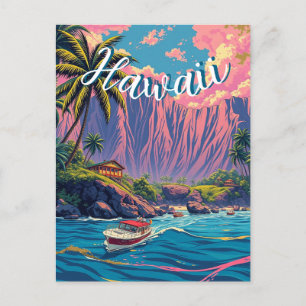 Vintager Stil Hawaiian Travel Honolulu Mittelpazif Postkarte