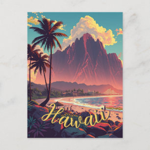 Vintager Stil Hawaiian Travel Honolulu Mittelpazif Postkarte