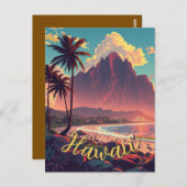 Vintager Stil Hawaiian Travel Honolulu Mittelpazif Postkarte (Vorne/Hinten)