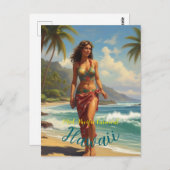 Vintager Stil Hawaiian Travel Honolulu Mittelpazif Postkarte (Vorne/Hinten)