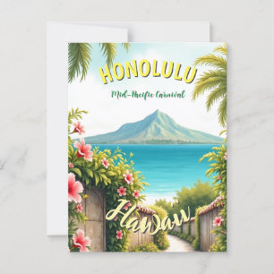 Vintager Stil Hawaiian Travel Honolulu Mittelpazif Postkarte