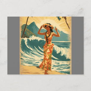 Vintager Stil Hawaiian Travel Honolulu Mittelpazif Postkarte