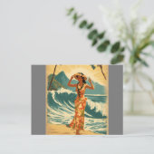 Vintager Stil Hawaiian Travel Honolulu Mittelpazif Postkarte (Stehend Vorderseite)
