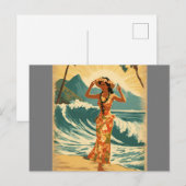 Vintager Stil Hawaiian Travel Honolulu Mittelpazif Postkarte (Vorne/Hinten)