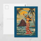 Vintager Stil Hawaiian Travel Honolulu Mittelpazif Postkarte (Vorne/Hinten)