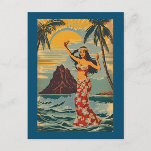 Vintager Stil Hawaiian Travel Honolulu Mittelpazif Postkarte (Vorderseite)