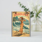 Vintager Stil Hawaiian Travel Honolulu Mittelpazif Postkarte (Stehend Vorderseite)