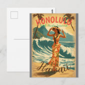 Vintager Stil Hawaiian Travel Honolulu Mittelpazif Postkarte (Vorne/Hinten)