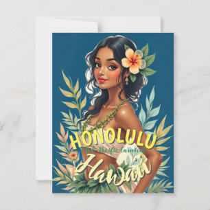 Vintager Stil Hawaiian Travel Honolulu Mittelpazif Postkarte
