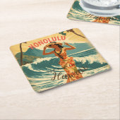 Vintager Stil Hawaiian Travel Honolulu Mittelpazif Rechteckiger Pappuntersetzer (angewinkelt)