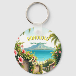 Vintager Stil Hawaiian Travel Honolulu Mittelpazif Schlüsselanhänger