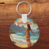 Vintager Stil Hawaiian Travel Honolulu Mittelpazif Schlüsselanhänger (Vorderseite)