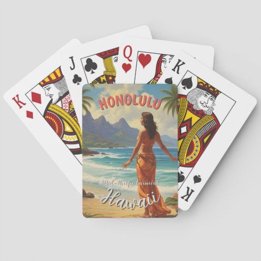 Vintager Stil Hawaiian Travel Honolulu Mittelpazif Spielkarten (Rückseite)