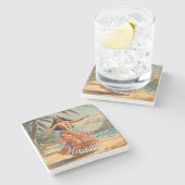 Vintager Stil Hawaiian Travel Honolulu Mittelpazif Steinuntersetzer (Seitenansicht)