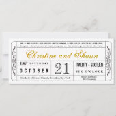 Vintager Stil Hochzeitsticket Einladung in Senf (Vorderseite)