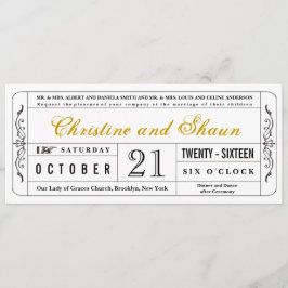 Vintager Stil Hochzeitsticket Einladung in Senf