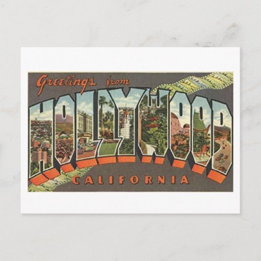 Vintager Stil Hollywood California Big Letter Postkarte (Vorderseite)