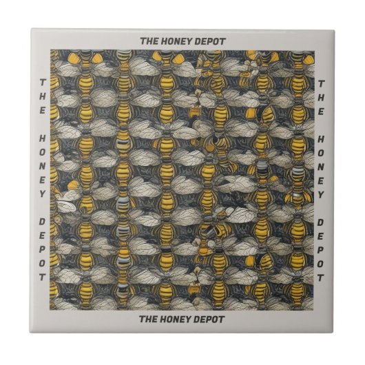 Vintager Stil HoneyBee Muster Name Keramik Tile Fliese (Vorderseite)