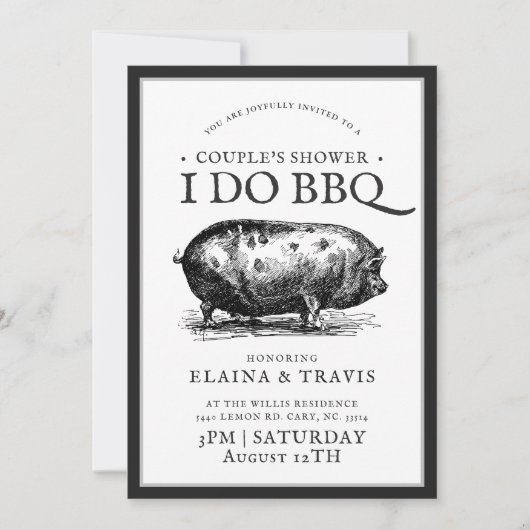Vintager Stil | Ich mache GRILLEN | Dusche für Paa Einladung (Vorderseite)