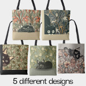 Vintager Stil Jugendstil Funny Peeking Katze Vögel Tasche