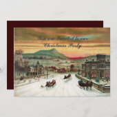 Vintager Stil Landschaft Weihnachten Einladung (Vorne/Hinten)