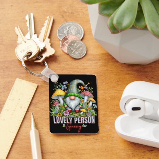 Vintager Stil Lounge Gnome mit Pilzen Kunst Schlüsselanhänger (Schreibtisch)