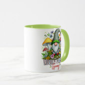 Vintager Stil Lounge Gnome mit Pilzen Kunst Tasse (VorderseiteRechts)