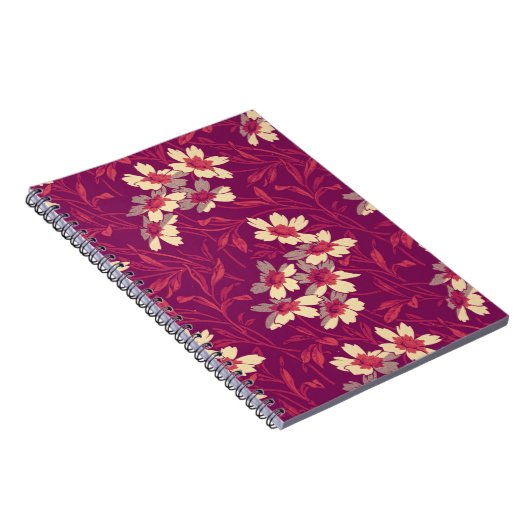 Vintager Stil Magenta Rosa Blumenspirale Notizblock (Rechte Seite)